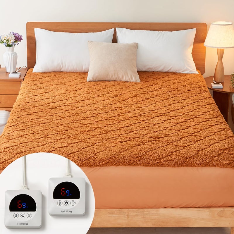 HelaSnug Electric Heated Mattress Pad King Size Heating Mattress Pad Dual Control 78x80IN Sherpa Warm Winter Deep Pocket 6 Heat Settings 1-9-Hour Timer Auto-Off Machine Washable Mocha Mousse New Launch - Image 1