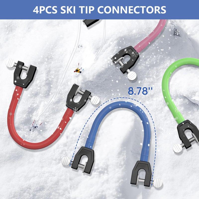 YEESOOM Edgie Wedgie Ski Tip Connector - Edgie Wedgie for Kids 2 Pack for Beginners Skiing Training and Speed Control, Ski Accessories Edgy Wedgy Kids Training Aid - Image 2
