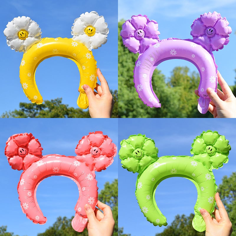 Daisy Smiley Daisy Handheld Stick Mid-Stick Headband Aluminum Film Balloon Stall Push-Sweep Code Activity Balloon - Image 2