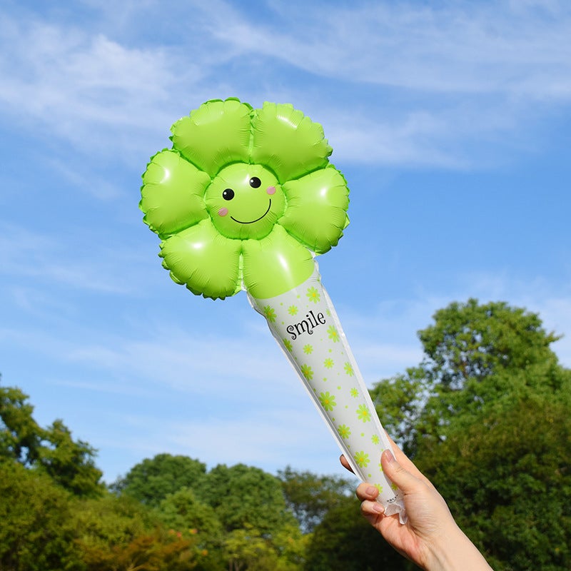 Daisy Smiley Daisy Handheld Stick Mid-Stick Headband Aluminum Film Balloon Stall Push-Sweep Code Activity Balloon - Image 1
