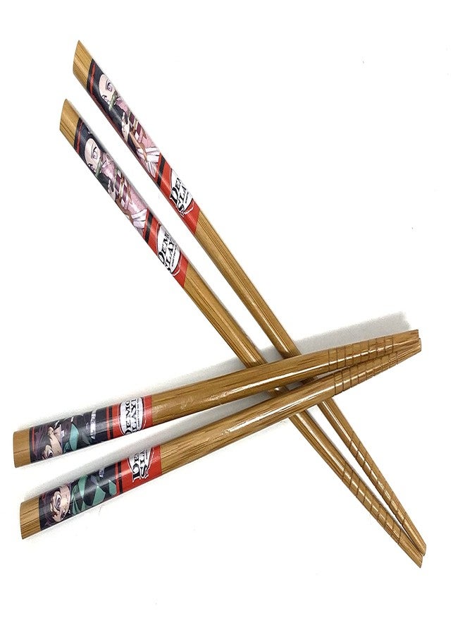 Just Funky Demon Slayer Chopsticks Set of 2 - Tanjiro and Nezuko Demon Slayer Merch Chopsticks - Includes 2 Sets of Bamboo Chopsticks - 8.85 Inches Long Anime Chopsticks - Image 3