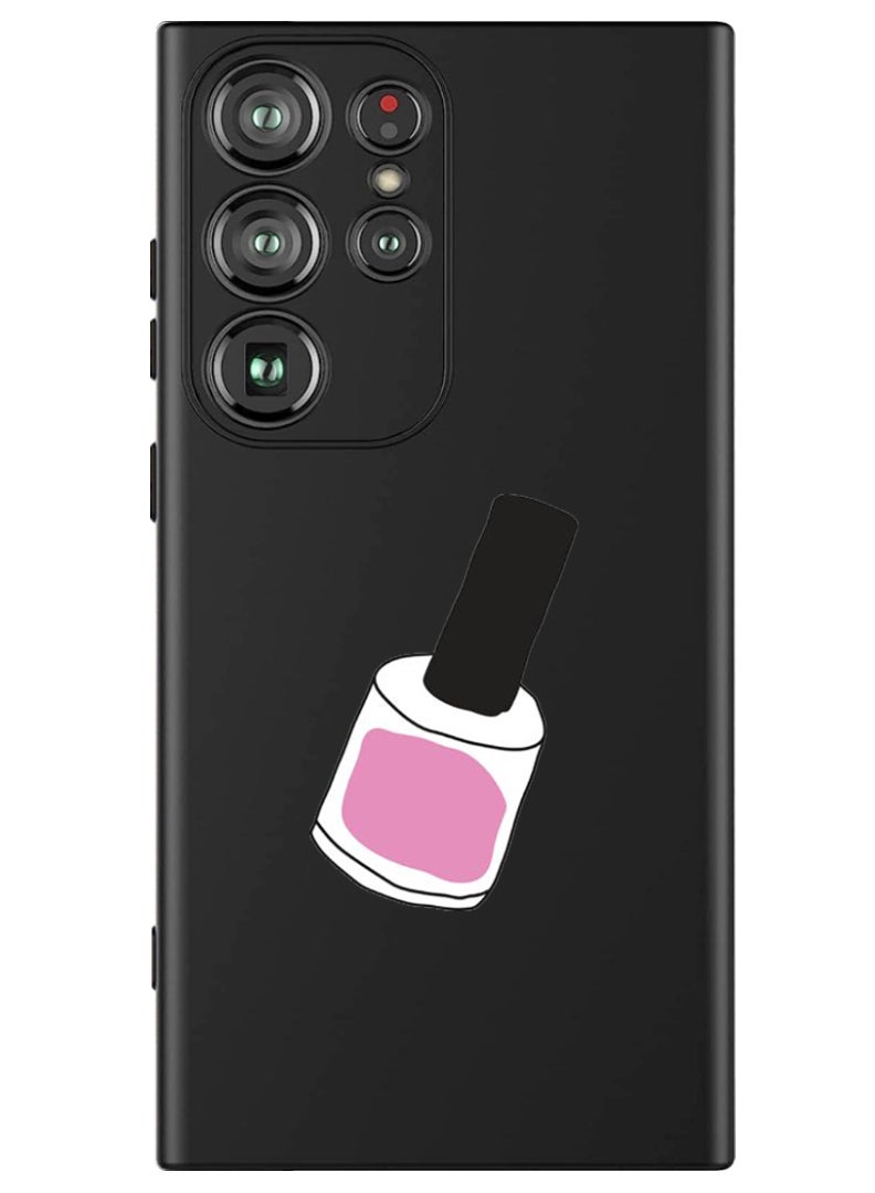 Theodor Protective Slim Fit Case Liquid Silicone Cover with Full Body Protection Anti-Scratch Shockproof Case For Samsung Galaxy S24 Ultra (Black) - Nail Paint 1 - Image 1