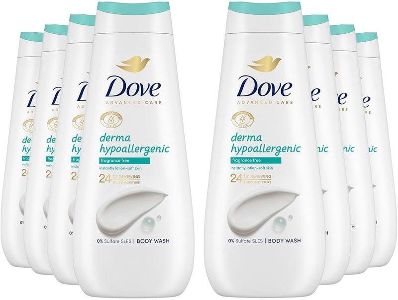 Dove Advanced Care Sulphate Free Body Wash for Women Made with SkinNatural Nourishers and Micromoisture Provides 24 Hours Renewing LotionSoft Softer Skin 400ml Pack of 8