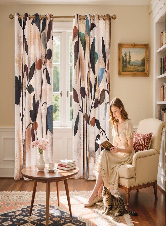 SUBRTEX Blackout Curtains 52Wx63L, Room Darkening Floral Curtains, Thermal Insulated 2 Panels Window Drapes, Boho Farmhouse Curtains for Living Room Bedroom Window Treatments, Brown - Image 5