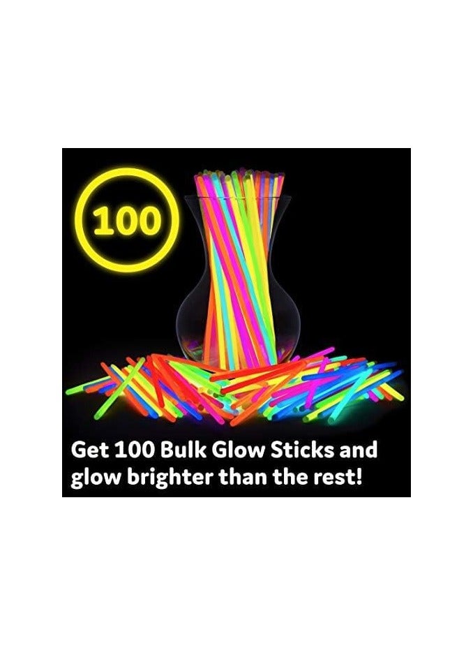 200 8 Brand Glowsticks Glow Stick Bracelets Mixed Colors (1 Tubes of 100)" - Image 1