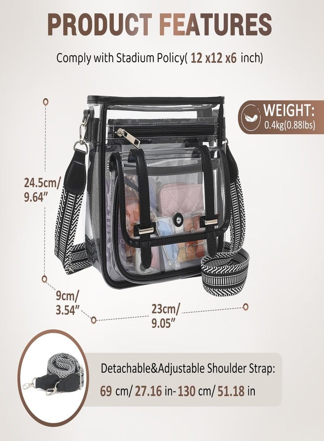 ASKSKY Clear Bag for Stadium Events, Clear Crossbody Purse for Women Small See Through Concert Bag for Work, Black - Image 3