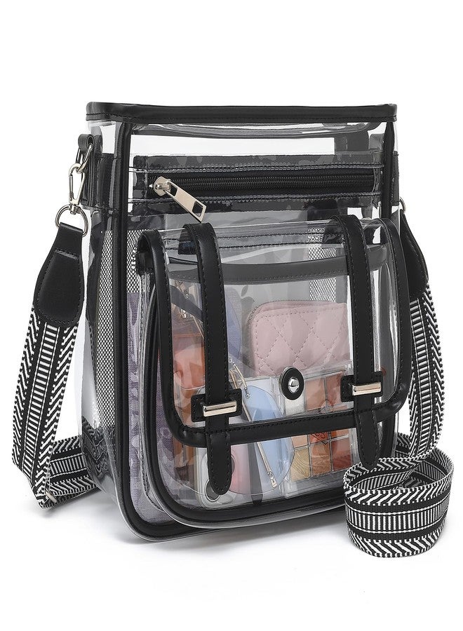 ASKSKY Clear Bag for Stadium Events, Clear Crossbody Purse for Women Small See Through Concert Bag for Work, Black - Image 1