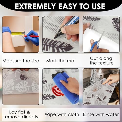 Niwlix (45 cm x 3 M) Roll Anti Slip Drawer Mats for Kitchen Shelf Liners for Kitchen Shelves, Sheet for Fridge, Kitchens, Cabinet, Cupboard, Drawers, Wardrobe (Black Leaf) - Image 2