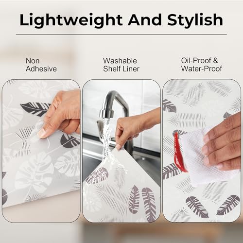 Niwlix (45 cm x 3 M) Roll Anti Slip Drawer Mats for Kitchen Shelf Liners for Kitchen Shelves, Sheet for Fridge, Kitchens, Cabinet, Cupboard, Drawers, Wardrobe (Black Leaf) - Image 4