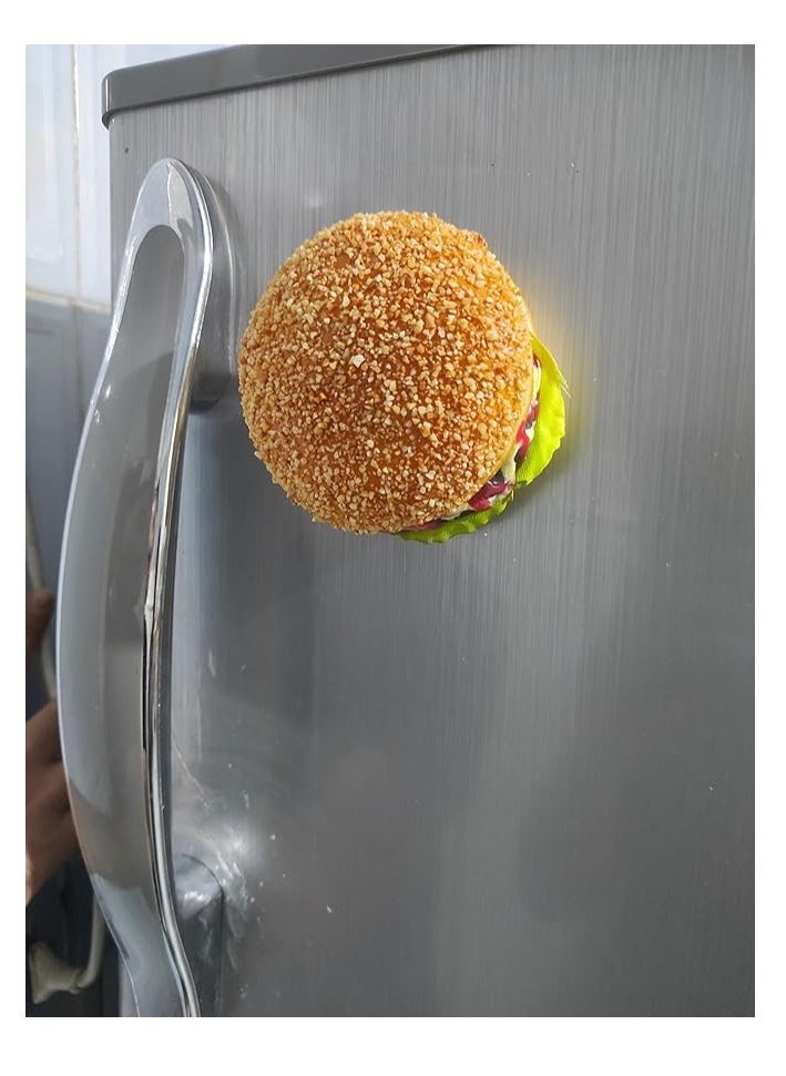 Generic Real 3D Resin House Accessories Foods Magnets Sticker Refrigerator, Magnet Sticker Fake Sandwich Shapes, Sausage Sandwich Burger Sandwich, Sausage Batee, Croissant Sausage (Burger Sandwich)  - Image 4