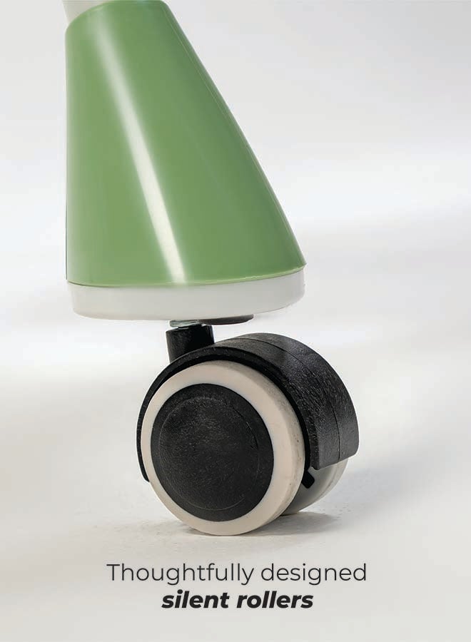 Nurtur High chair, Storage Basket, Lockable Wheels, Detachable Tray - Green