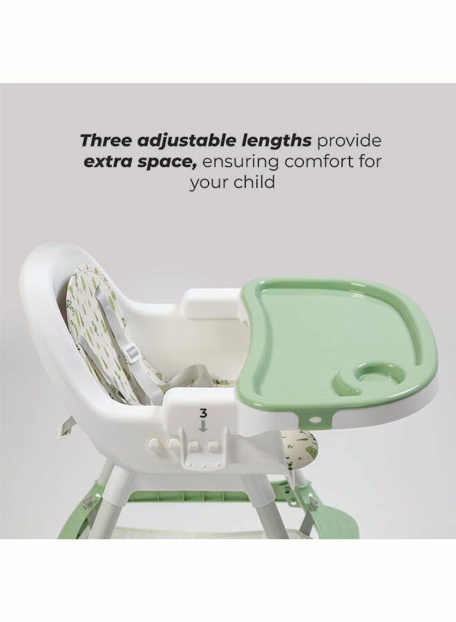 Nurtur Nurtur High chair, Storage Basket, Lockable Wheels, Detachable Tray - Green - Image 5