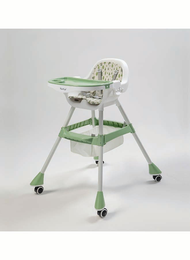Nurtur Nurtur High chair, Storage Basket, Lockable Wheels, Detachable Tray - Green - Image 1