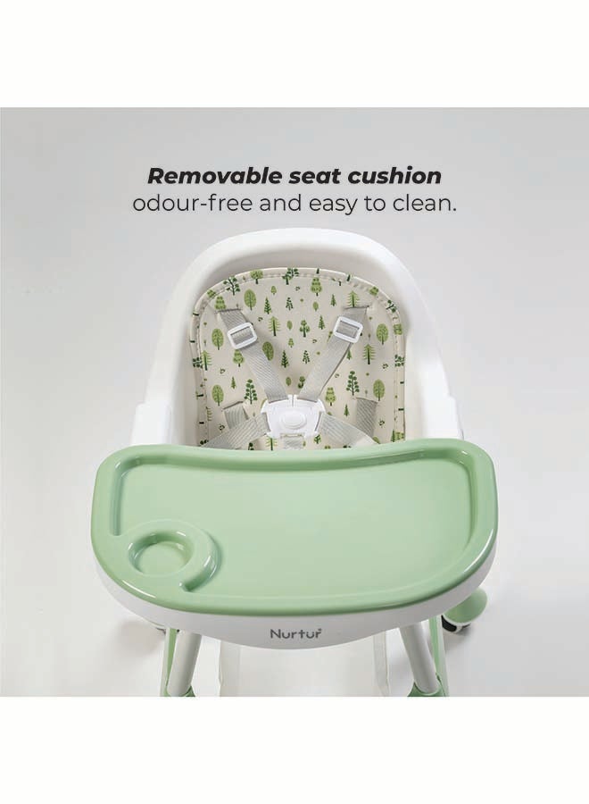 Nurtur Nurtur High chair, Storage Basket, Lockable Wheels, Detachable Tray - Green - Image 4
