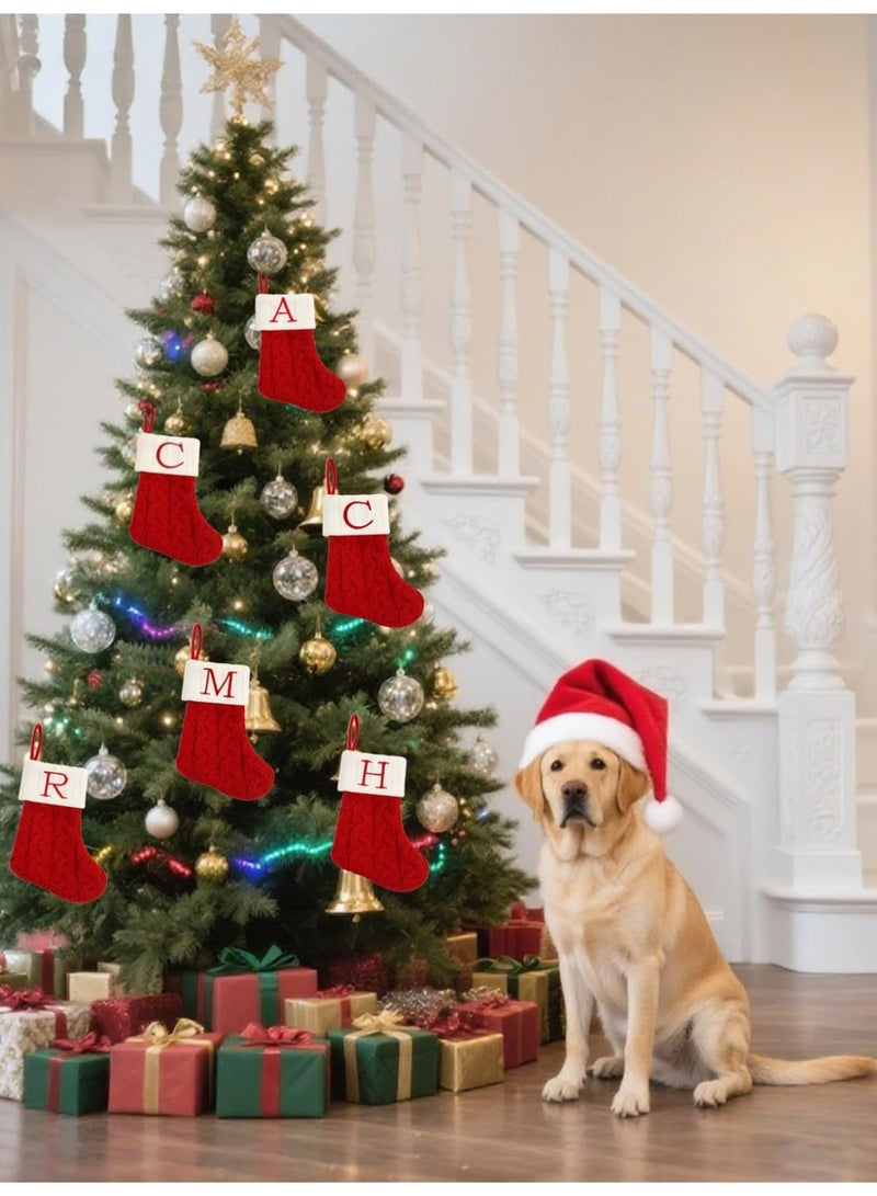 تابيت جوارب عيد الميلاد الصغيرة، جوارب عيد الميلاد الصغيرة مطرزة بأحرف اسم العائلة، ديكور كلاسيكي أحمر أبيض لشجرة عيد الميلاد الصغيرة، مدفأة، ديكور للعطلات، هدايا للحفلات، جوارب هدايا (د) - Image 4