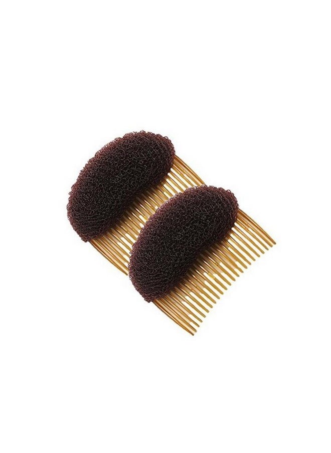 Elandy - 2Pcs 23 Teeth Hair Fringe Volume Bump Up Inserts Toolshair Pin Hair Styling Clip Hair Charming Insert Do Beehive Tool Maker Hair Comb Hair Style Accessories (Brown) - Image 1