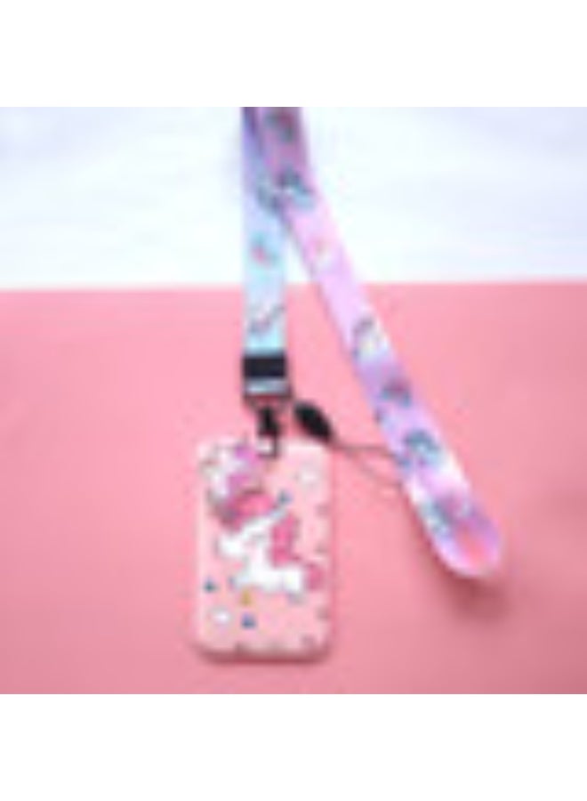 NIBEMINENT 1 - Piece Unicorn Kpop Photo Card Holder Pendant Key Chain ID Badge Holder ID Card Holder Photo Card Protector for School ID Office ID Access Card for Women Girls