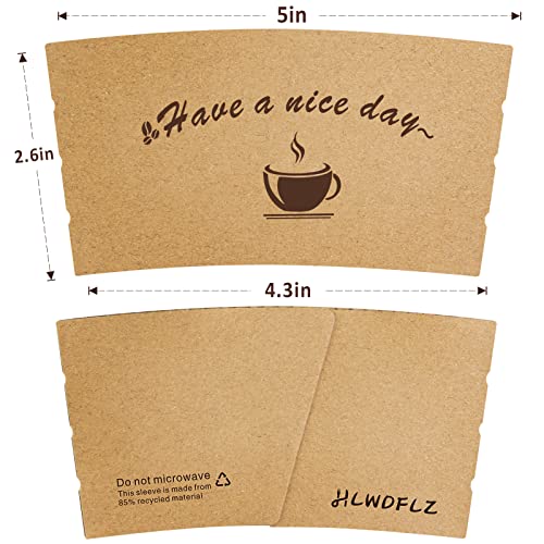 HLWDFLZ Kraft Paper Coffee Cup Sleeves 50 Packs - Coffee Sleeves, Disposable Corrugated Cup Sleeves Holder for Protective Hot and Cold Insulation, Fits 10, 12, 16, 20 oz Paper Cups (Cup Not Included) - Image 2