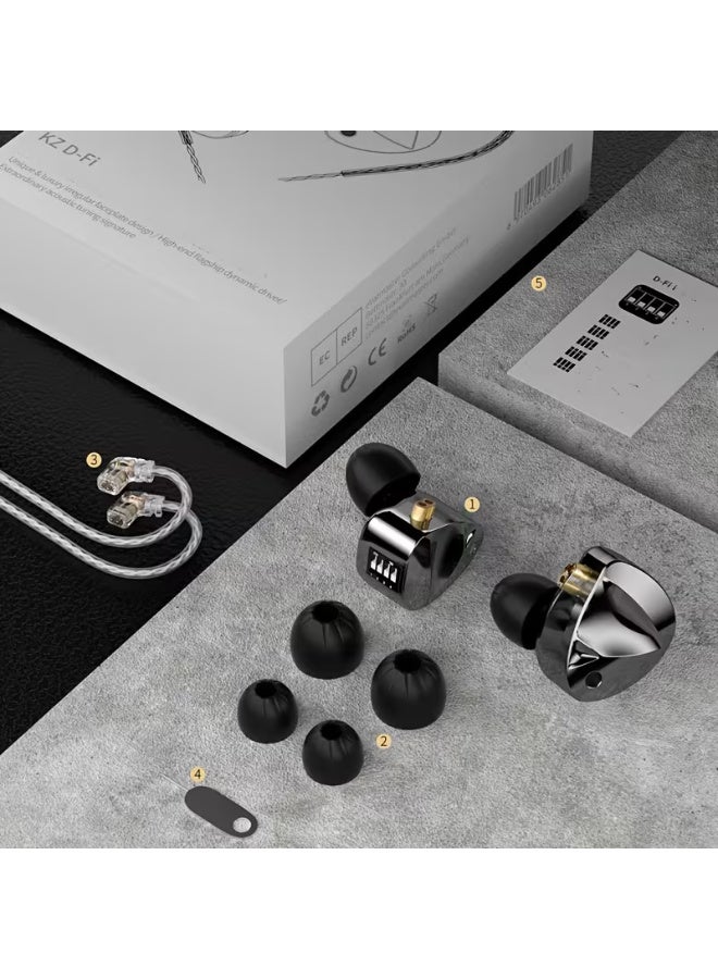 Linsoul KZ D-Fi 4-Level In-Ear Monitor HiFi Earphone with Customizable Tuning Switch, Headphone Zobel Network Circuit Design, USB Powered, Detachable Mic, 3.5mm Jack, No Battery Required, Noise Control Headset | Modern Headset | Flexible Headphone - Image 5