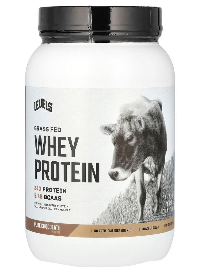 Level Grass Fed Whey Protein Powder Pure Chocolate  2 lb (907 g)