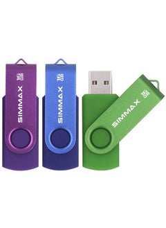 SIMMAX Usb Flash Drives 3 Pack 16Gb Memory Stick Swivel Design Usb 2.0 Flash Drive Thumb Drive Zip Drives (16Gb Blue Green Purple)  - Image 2