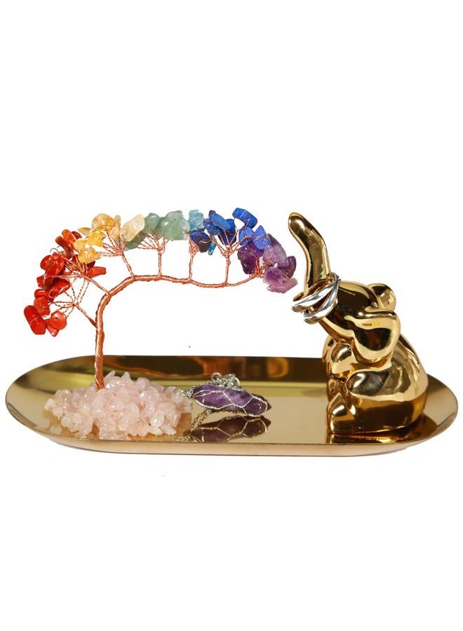 Carselage Ring Holder for Jewelry, Elephant Gifts for Women Christmas, Ring Dish Earring Organizer Trinket Small Tray, Cute Office Desk Accessories Decoration, Wedding Gift for Bridesmaid (Gold) - Image 1