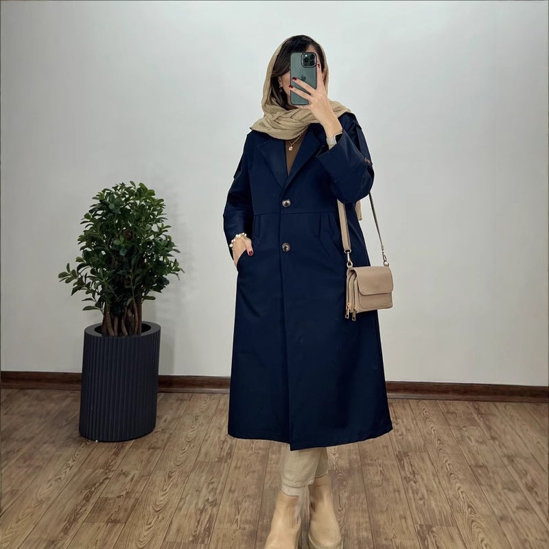 Autumn Women'S Solid Color Lapel Mid-Length Loose All-Match Jacket - Image 4
