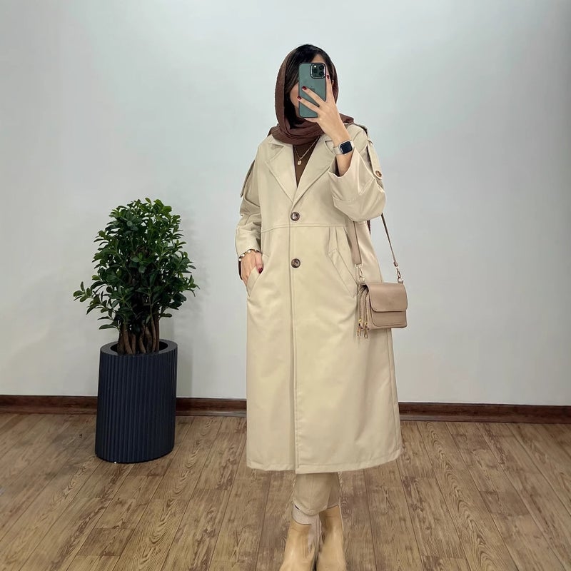 Autumn Women'S Solid Color Lapel Mid-Length Loose All-Match Jacket - Image 5