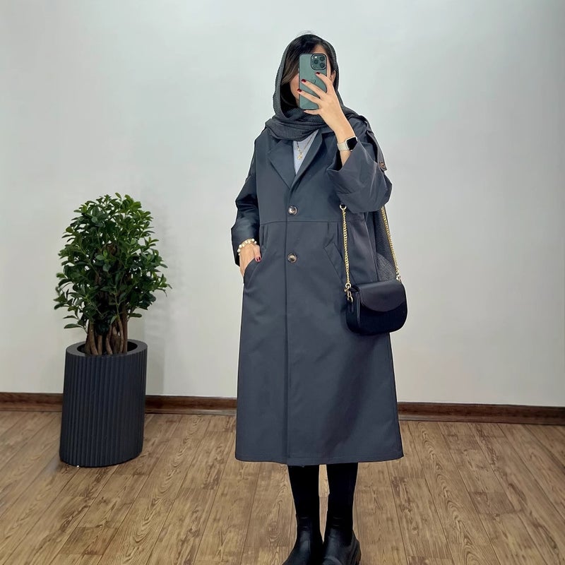 Autumn Women'S Solid Color Lapel Mid-Length Loose All-Match Jacket - Image 1
