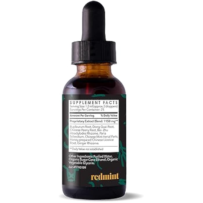 Redmint Relax & Chill Herbal Tincture | Natural Mood Support and Calmness Herbal Supplement for Women Wellness | Rooted in Ancient TCM Wisdom with Xiao Yao San to Promote Relaxation & Peace| 30 ml - Image 2