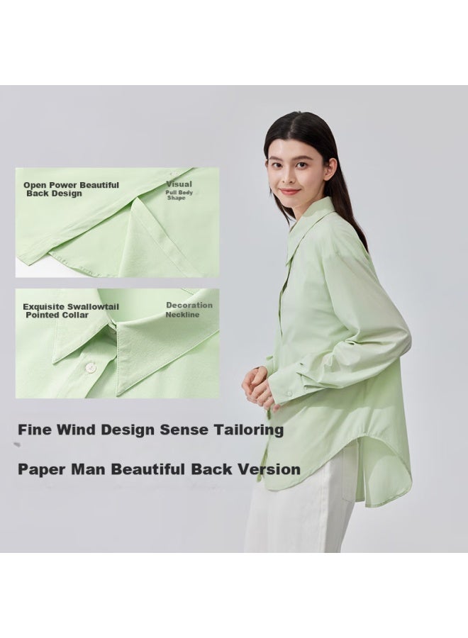 Vvc Sun Protection Clothing For Women, Summer Lightweight Breathable Uv-resistant Beautiful Back Long-sleeve Shirt Outdoor Sun Protection Garment, Cream Mint L - Image 1