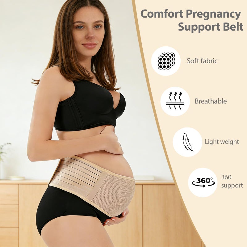 leeveel Belly Bands for Pregnant Women, Pregnancy Belly Band, Adjustable Maternity Belly Band, Relieve Lower Back Pelvic Abdomen Pain, Pregnancy Must Haves (Beige) - Image 4