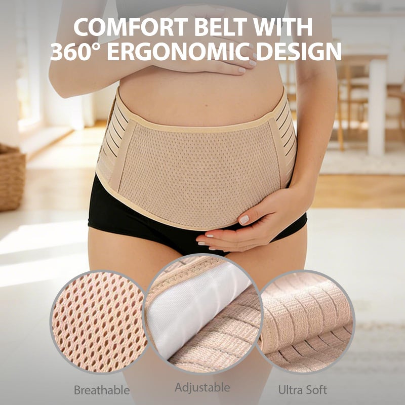 leeveel Belly Bands for Pregnant Women, Pregnancy Belly Band, Adjustable Maternity Belly Band, Relieve Lower Back Pelvic Abdomen Pain, Pregnancy Must Haves (Beige) - Image 5