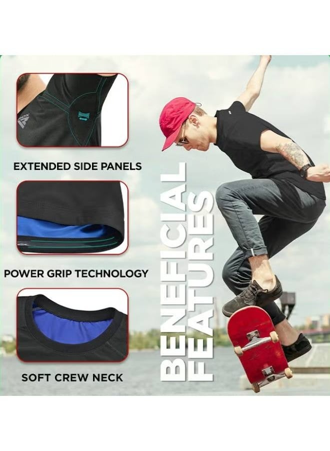 Men Sweat Suit, Sauna Sweat Suits Shirt Waist Trainer for Men, Compression Vest Workout Gym Clothes Sweat Enhancer Short Sleeve, Weight Loss Body Shaper for Workout Sports,XXL/3XL - Image 3