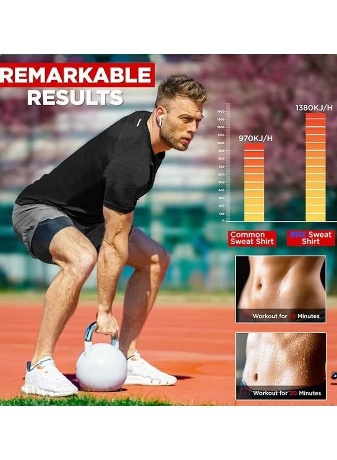 Men Sweat Suit, Sauna Sweat Suits Shirt Waist Trainer for Men, Compression Vest Workout Gym Clothes Sweat Enhancer Short Sleeve, Weight Loss Body Shaper for Workout Sports,XXL/3XL - Image 5