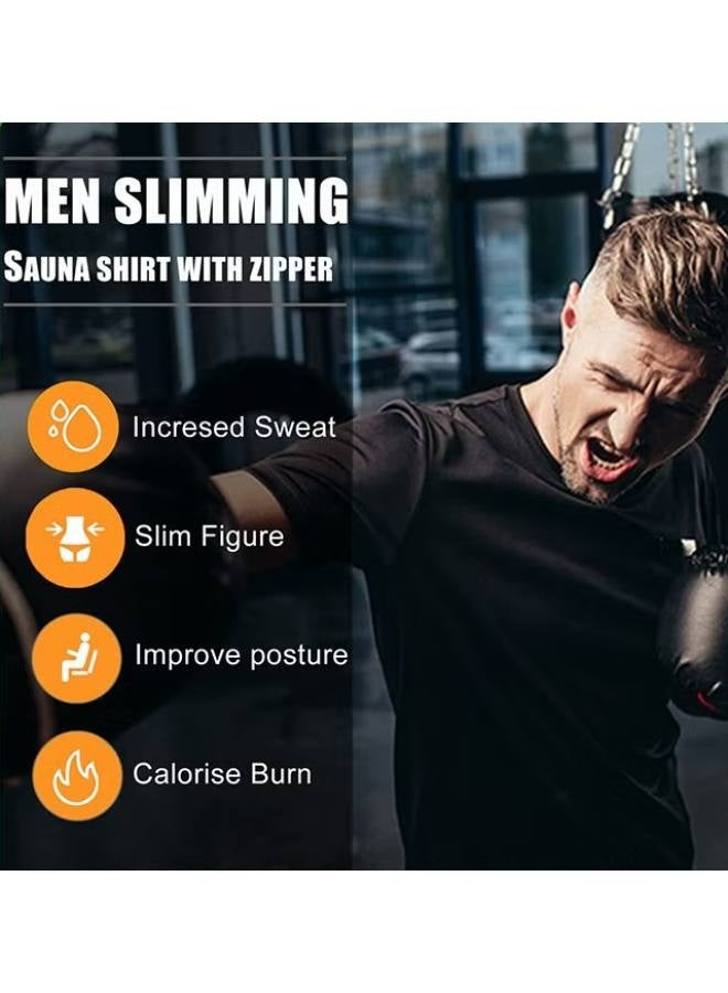 Men Sweat Suit, Sauna Sweat Suits Shirt Waist Trainer for Men, Compression Vest Workout Gym Clothes Sweat Enhancer Short Sleeve, Weight Loss Body Shaper for Workout Sports,XXL/3XL - Image 4