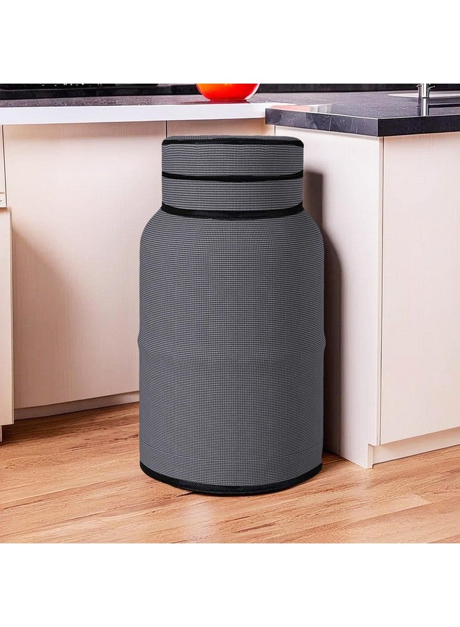 Kuber Industries Cylinder Cover | Gas Cylinder Cover | Cylinder Tank Cover | Cylinder Cover for Kitchen | PVC LPG Cylinder Cover | Foldable Cylinder Cover | Mini Check | Grey - Image 1