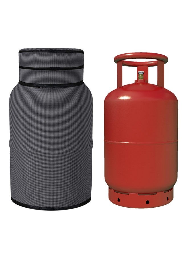 Kuber Industries Cylinder Cover | Gas Cylinder Cover | Cylinder Tank Cover | Cylinder Cover for Kitchen | PVC LPG Cylinder Cover | Foldable Cylinder Cover | Mini Check | Grey - Image 2