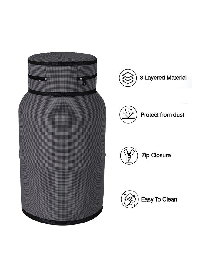 Kuber Industries Cylinder Cover | Gas Cylinder Cover | Cylinder Tank Cover | Cylinder Cover for Kitchen | PVC LPG Cylinder Cover | Foldable Cylinder Cover | Mini Check | Grey - Image 4