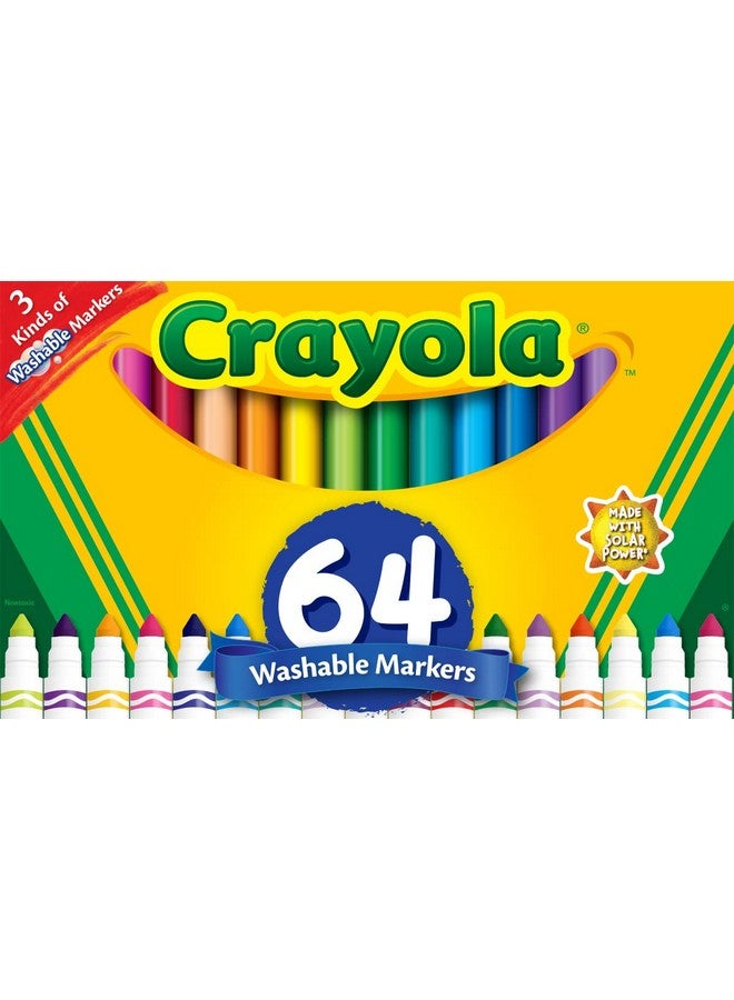 كرايولا مجموعة أقلام تحديد قابلة للغسل، 48 قلم تحديد بخطوط عريضة للأطفال، 8 أقلام تحديد جل، 8 أقلام تحديد للنوافذ، هدايا للأولاد والبنات، من سن 3 سنوات فما فوق - Image 1