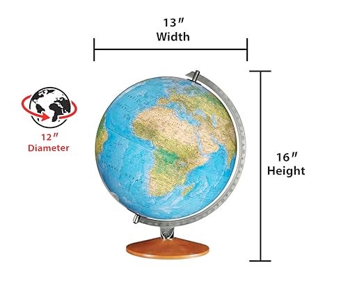 Replogle Illuminated World Globe with Stand, 12 Inch diamteter light up globe with 3-D Raised Relief Texture. Perfect for Children And Kid's Classroom and home Decor, Made In USA - Image 3