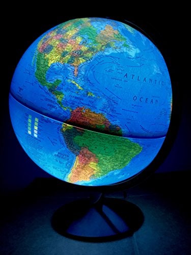 Replogle Illuminated World Globe with Stand, 12 Inch diamteter light up globe with 3-D Raised Relief Texture. Perfect for Children And Kid's Classroom and home Decor, Made In USA - Image 2