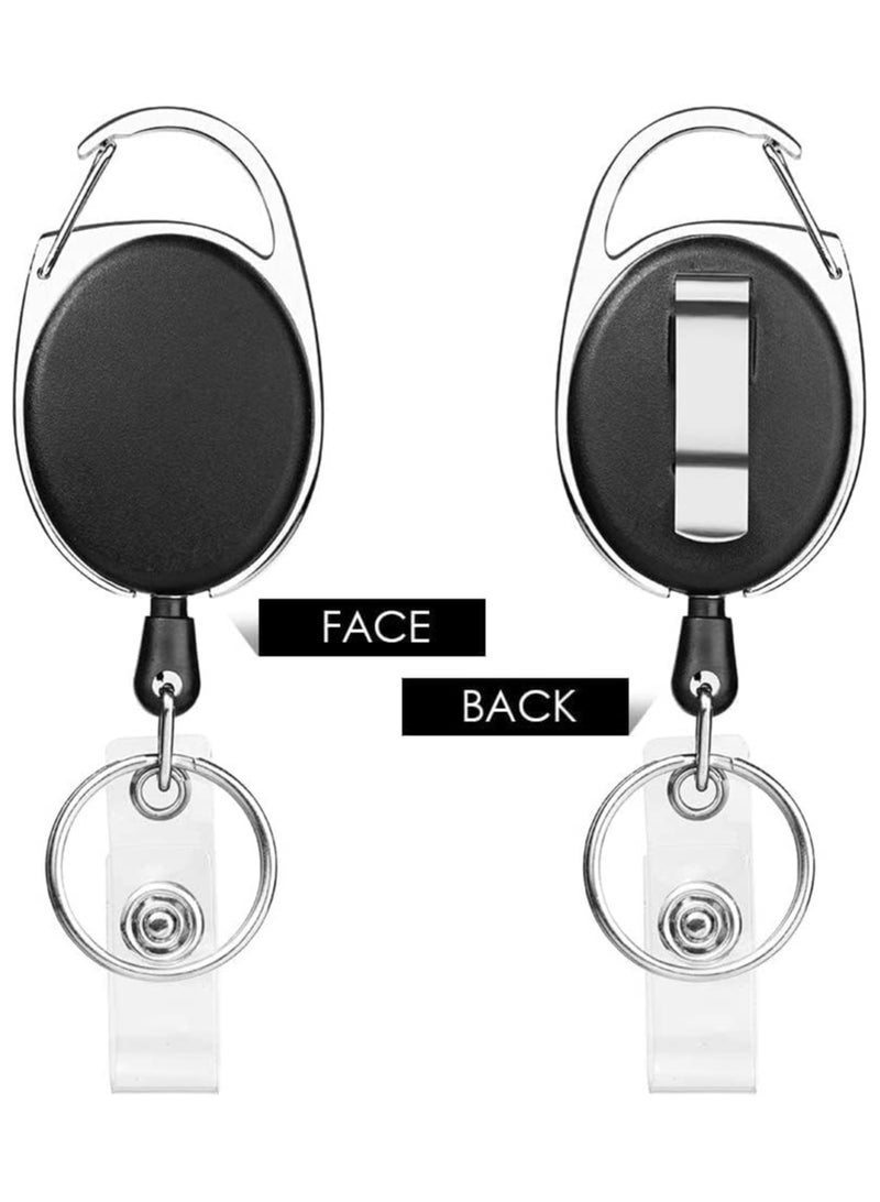 NIIMBOT 10 Pieces Retractable Badge Holder with Carabiner Reel Clip and Key Ring for ID Card Key Keychain Holders Black  - Image 4
