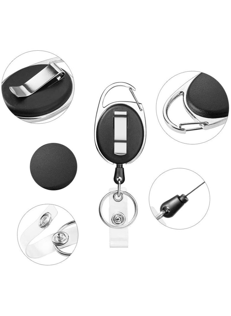 NIIMBOT 10 Pieces Retractable Badge Holder with Carabiner Reel Clip and Key Ring for ID Card Key Keychain Holders Black  - Image 5
