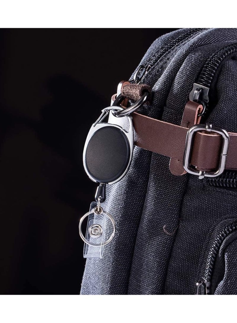 NIIMBOT 10 Pieces Retractable Badge Holder with Carabiner Reel Clip and Key Ring for ID Card Key Keychain Holders Black  - Image 3