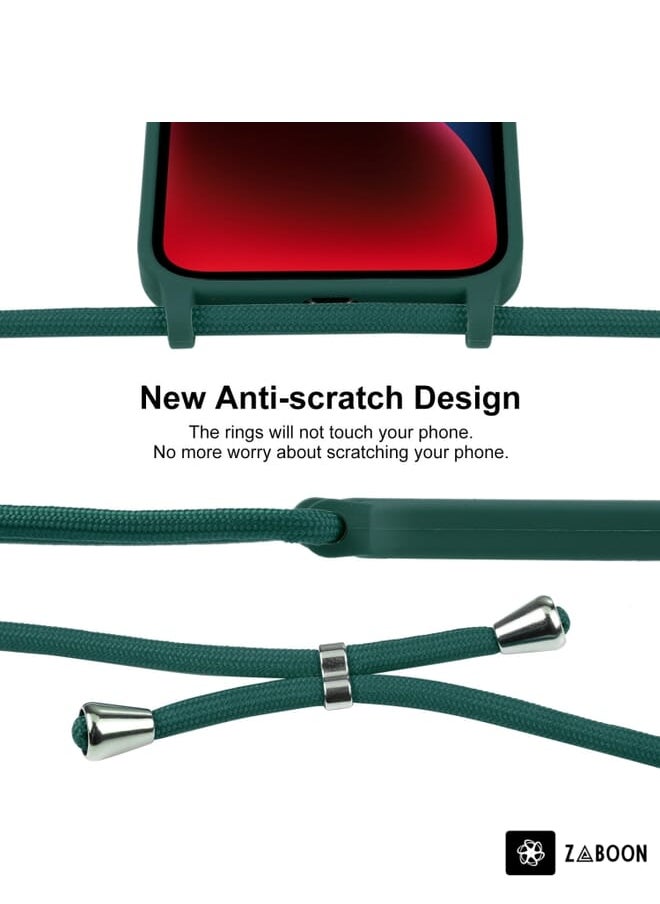 Generic - For iPhone 14 Crossbody Lanyard Liquid Silicone Case(Clover Green) - Image 1