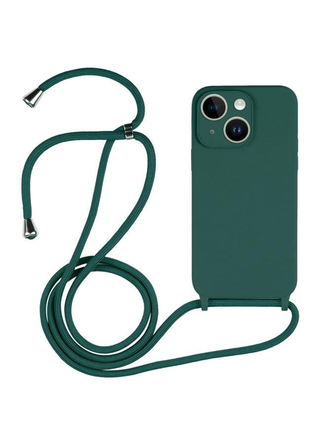 Generic - For iPhone 14 Crossbody Lanyard Liquid Silicone Case(Clover Green) - Image 1