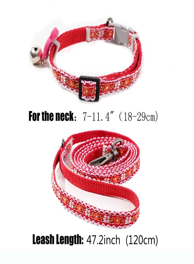WeimoMonkey Puppy Collar XS with Bell Leash Set,Basic Puppy Collars Floral Print for XXS Xs Small Cat Pet Animal Litter Tiny Kitten Boy Girls, Blue - Image 3
