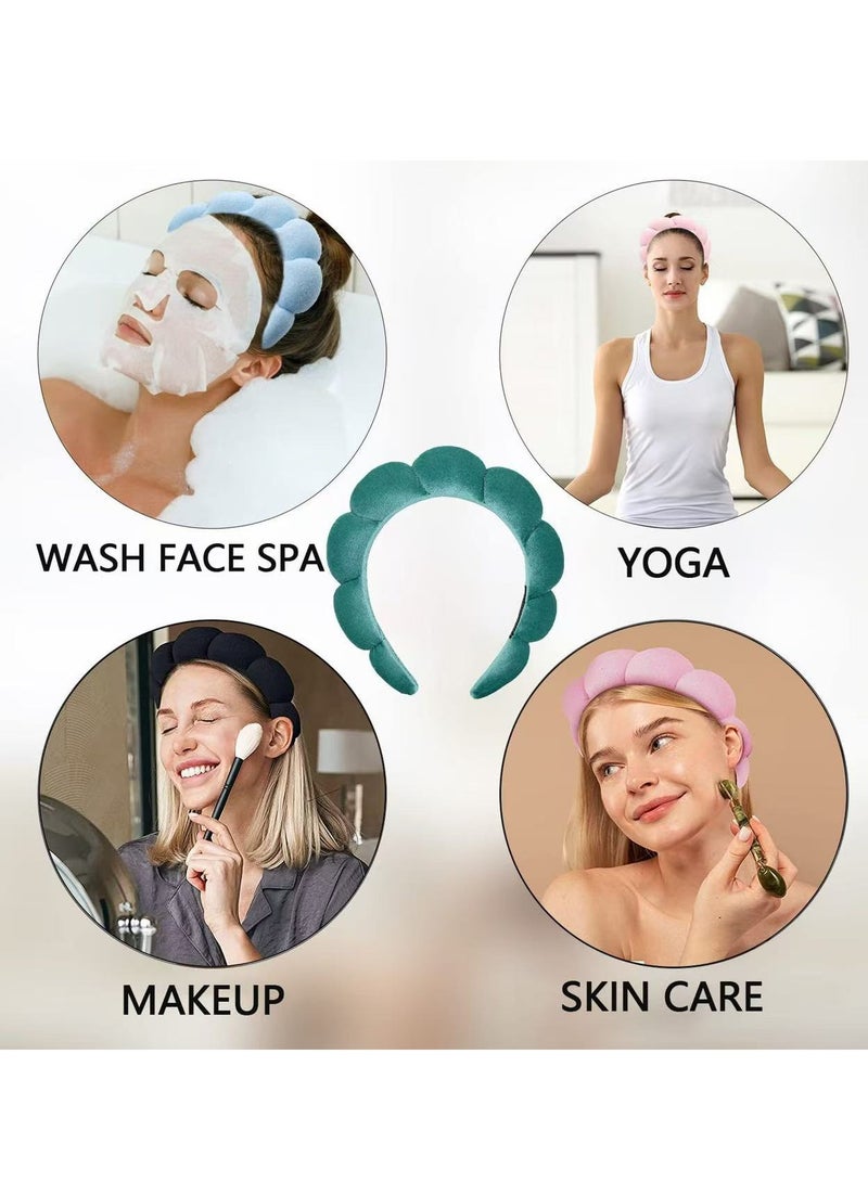 Generic 5PCS Sponge Headband Wristband Sets, Makeup Headband Set, Spa Headband for Washing Face , Skincare Makeup Removal, Yoga Sports, Shower Head Band (Pink)  - Image 3