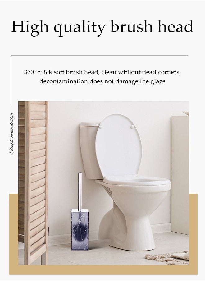 DUNISO 6 pieces of Bathroom accessories set, plastic gift set, twill square stainless steel bathroom set, with lotion bottle, toothbrush cup, mouthwash cup, soap tray, toilet brush, cotton swab box  - Image 5